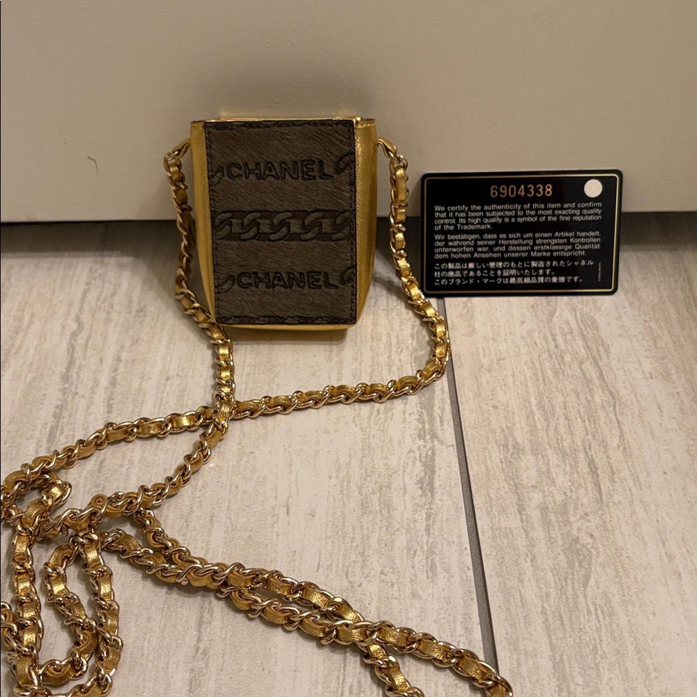 CHANEL Gold and Brown Chain Bag